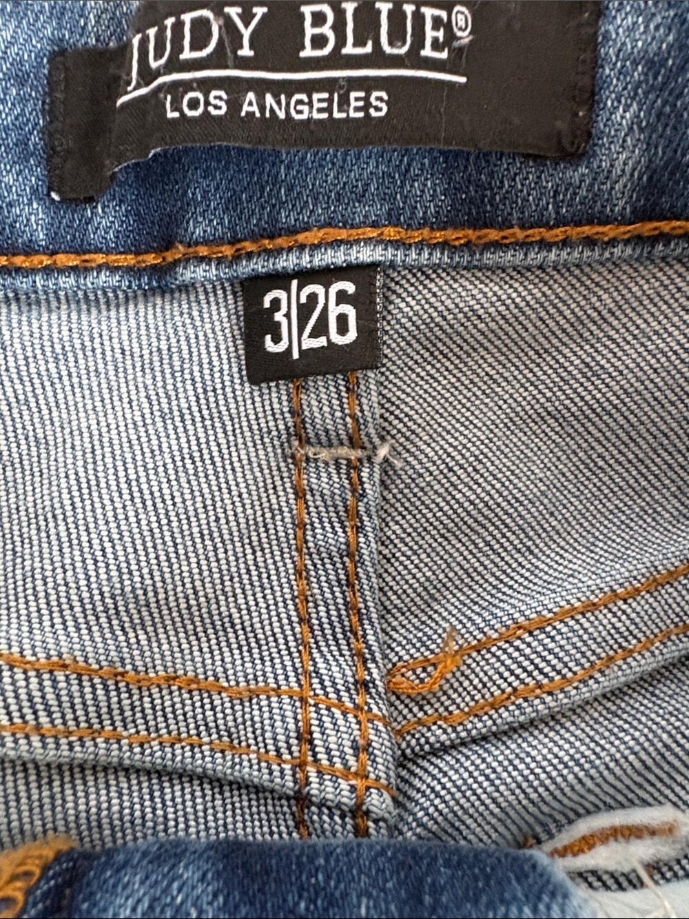 Judy Blue High Waist Slim Boot Cut unfinished hem 5 pocket zip close blue jean - Picture 5 of 16